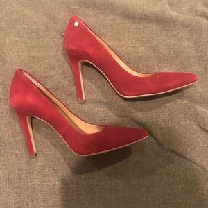 Women’s Red Suede Calvin Klein Heels - Size 8